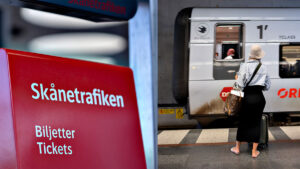 Biljettautomat samt Öresundståg vid station. Nu startar projekt för mer tillgänglig kollektivtrafik. Foto Lars Dareberg, Skånetrafiken.